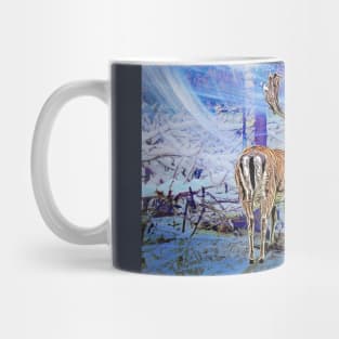 Deer in an enchanted winter landscape - magical forest Mug